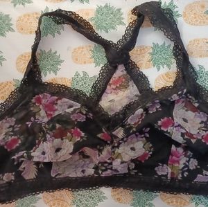 Sz 3x Floral Lace Trimmed Racerback Bralette
